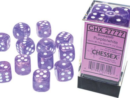 Chessex Borealis Purple White 16mm (12 d6 Dice) Online