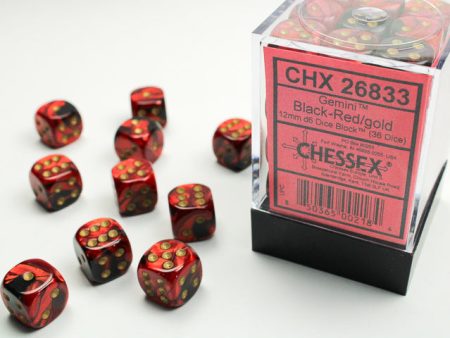 Chessex Gemini Black Red Gold 12mm (36 d6 Dice) Online Sale