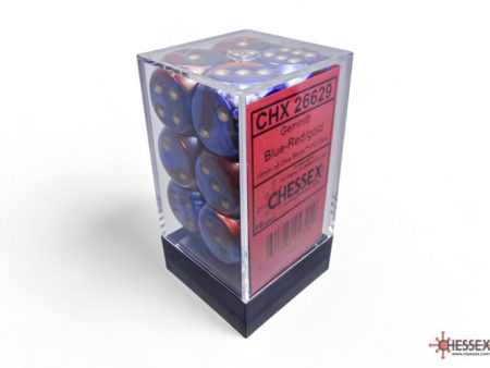 Chessex Gemini Blue Red Gold 16mm (12 d6 Dice) Cheap