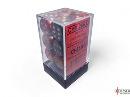 Chessex Gemini Black Red Gold 16mm (12 d6 Dice) For Sale