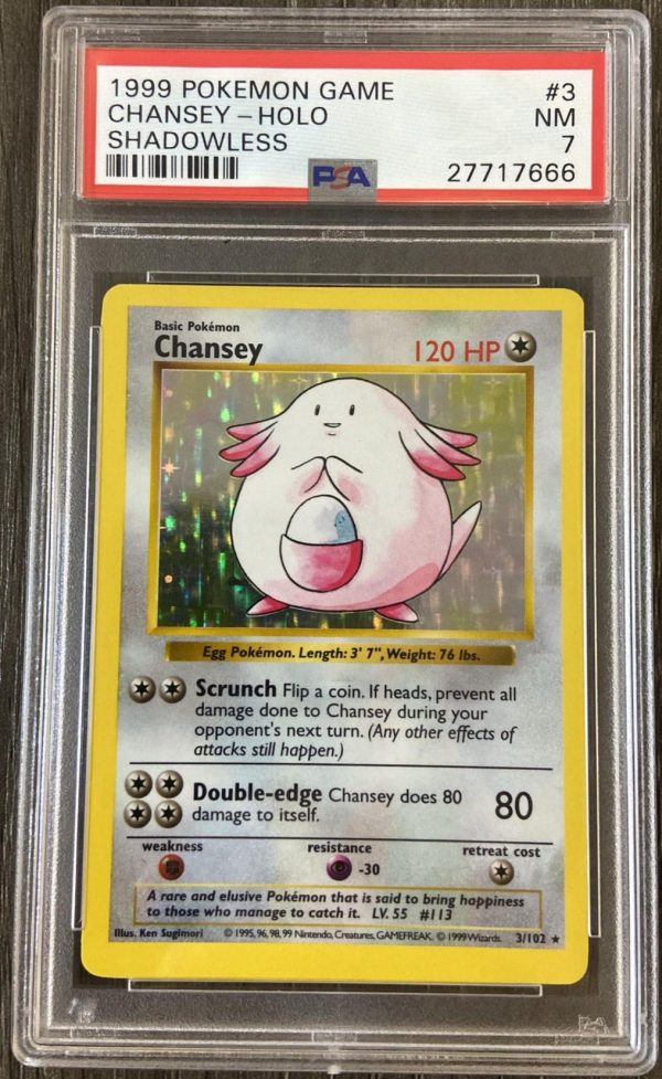 Chansey 3 102 Shadowless Base Set PSA 7 27717666 on Sale