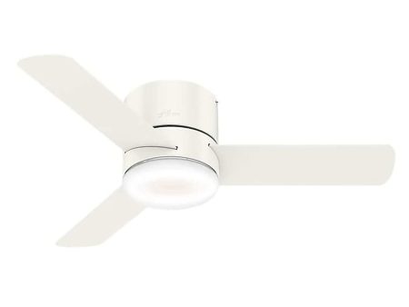 Hunter Fans 44  Low Profile Ultra Quiet Minimus Ceiling Fan with LED Light + Remote, Fresh White Online Sale