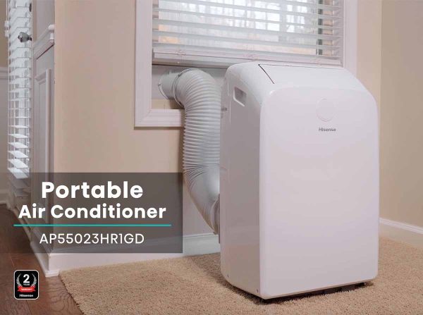 Hisense 550 sq.ft Built-in Heat and WiFi 8,000 BTU SACC Dual Hose Portable Air Conditioner - Certified Refurbished on Sale