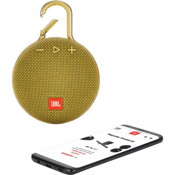 JBL Clip 3 Portable Bluetooth Speaker Yellow - Certified Refurbished Hot on Sale